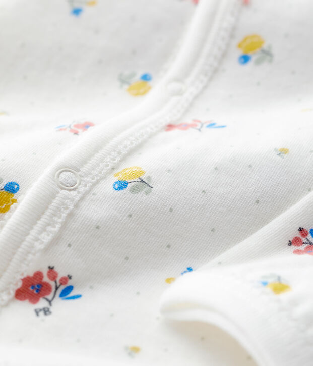 Dors-bien b&eacute;b&eacute; fleuri en coton biologique blanc/multicouleur