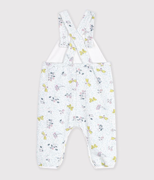 Salopette longue b&eacute;b&eacute; fille en molleton blanc/multicouleur