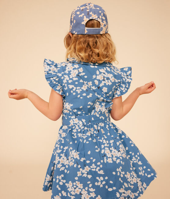 Casquette en popeline fleurs enfant fille bleu BEACH/ MULTICO