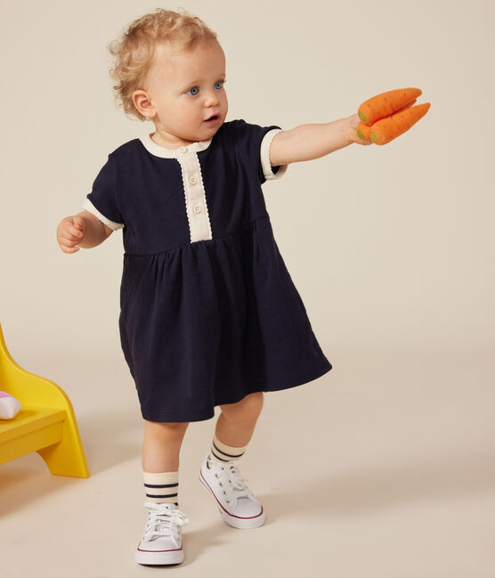 Robe manches courtes en coton bébé bleu SMOKING