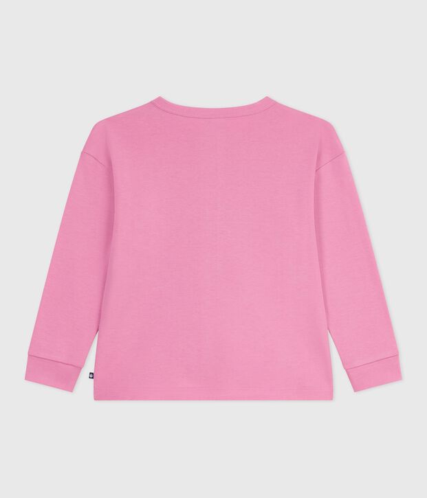 Tee-shirt enfant manches longues en coton imprim&eacute; rose
