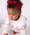 Blouse bébé en popeline de coton manches longues, brodée cœurs blanc ECUME