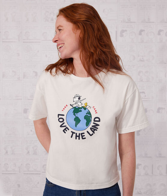 T-shirt LE BOXY en coton Femme blanc MARSHMALLOW