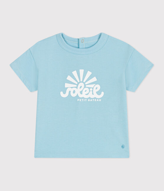 T-shirt bébé en coton à manches courtes uni bleu AQUATIC