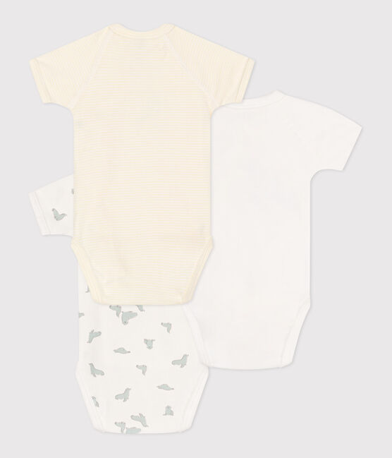 Lot de 3 bodies croisés manches courtes en coton imprimé bébé variante 1