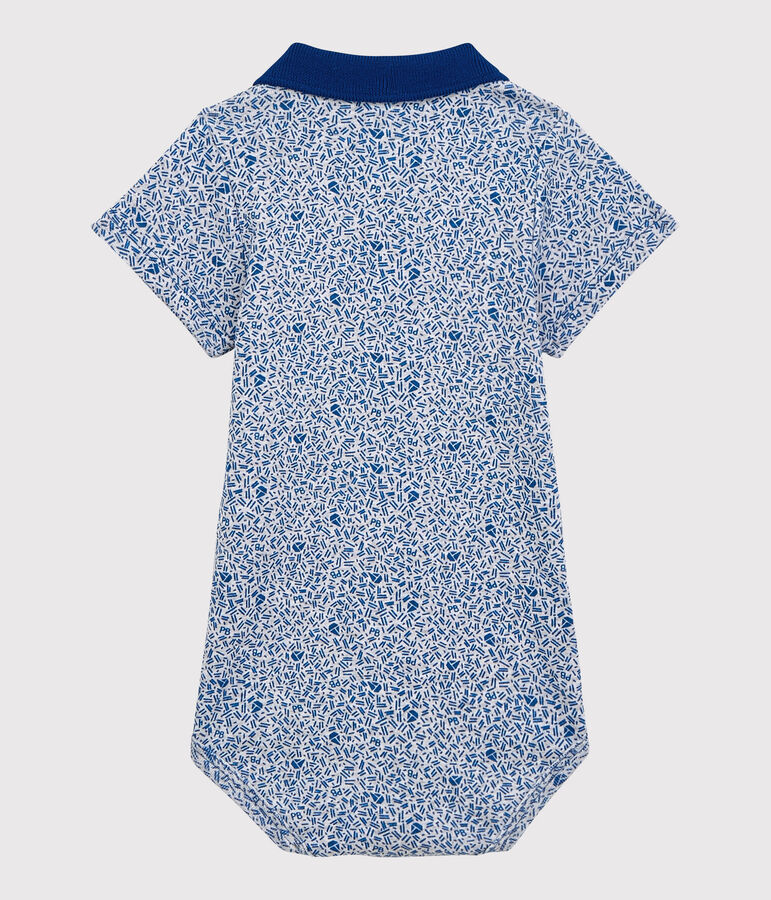 Body col polo en coton b&eacute;b&eacute; gar&ccedil;on gris/bleu