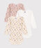 Lot de 3 bodies manches longues fleurs en coton bébé variante 1