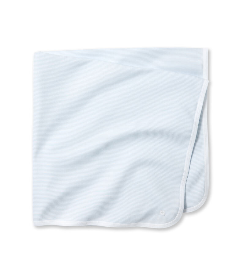 Drap b&eacute;b&eacute; ray&eacute; milleraies bleu/blanc