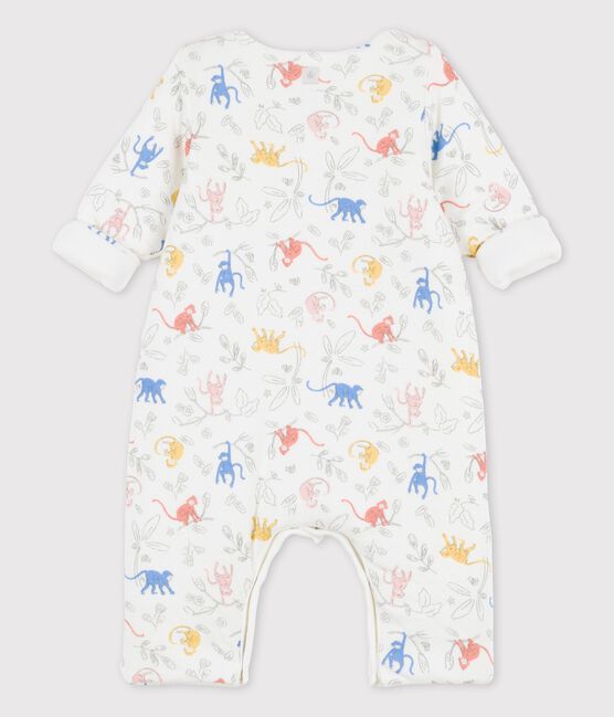 Combinaison longue imprimée en tubique bio bébé blanc MARSHMALLOW/blanc MULTICO