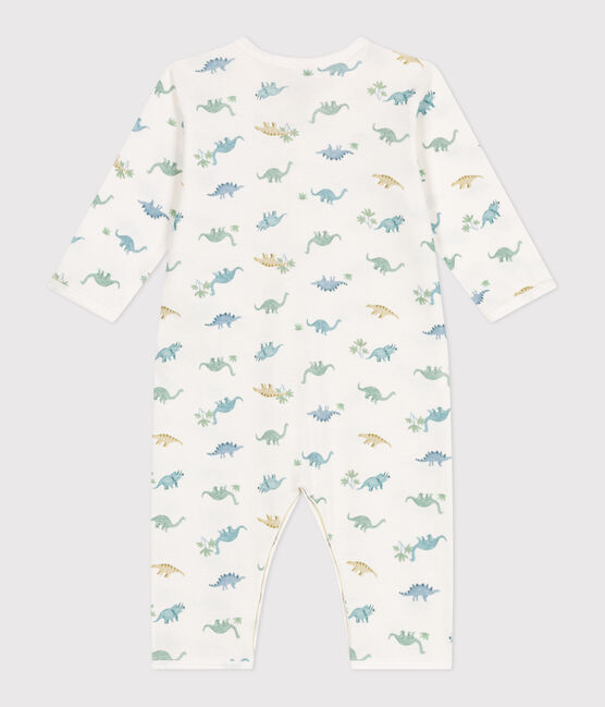 Pyjama bébé en coton sans pieds dinosaures blanc MARSHMALLOW/blanc MULTICO
