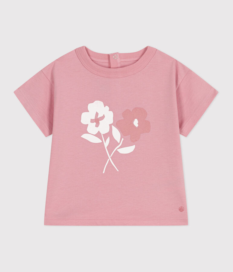 T-shirt b&eacute;b&eacute; en coton &agrave; manches courtes uni rose CHARME