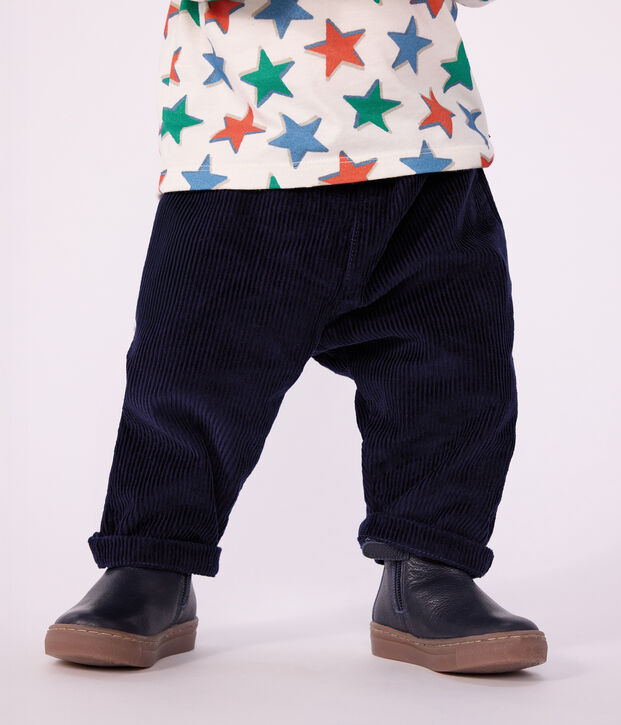 Pantalon de jogging b&eacute;b&eacute; mixte en coton uni bleu marine
