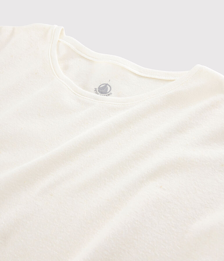 T-shirt en coton/lin uni Femme blanc MARSHMALLOW