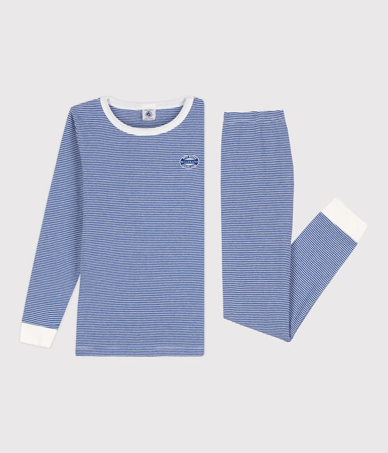 Pyjama ajusté milleraies en coton enfant NEWBLEU/ MARSHMALLOW