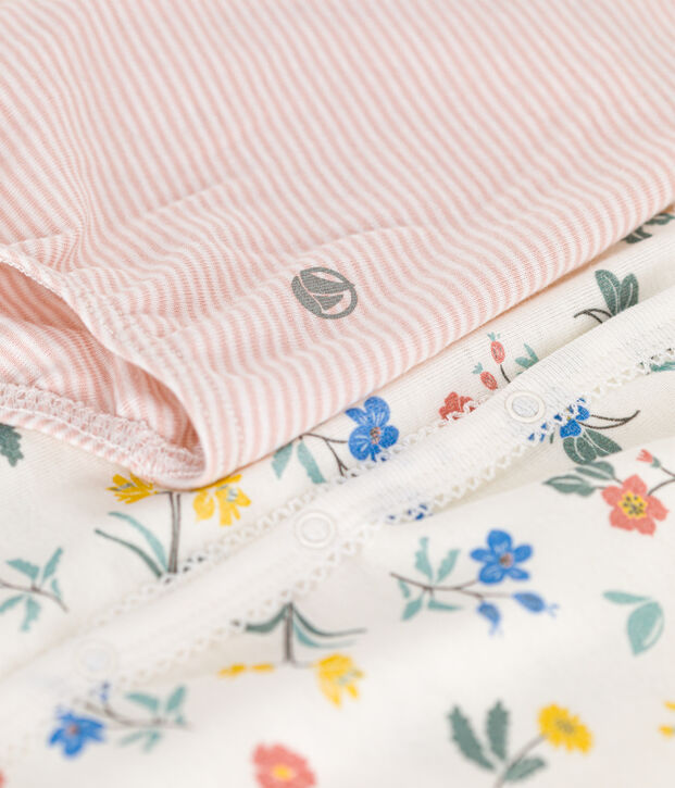 Lot de 2 combinaisons courtes en coton b&eacute;b&eacute; multicouleur