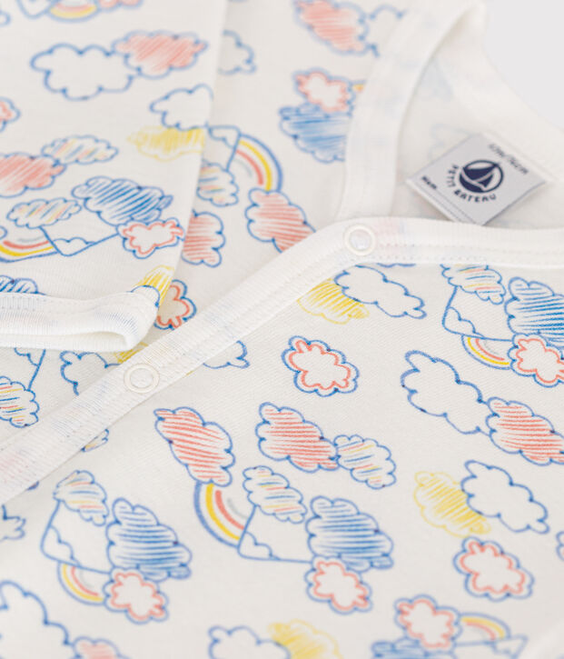 Pyjama sans pieds en coton b&eacute;b&eacute; blanc/multicouleur