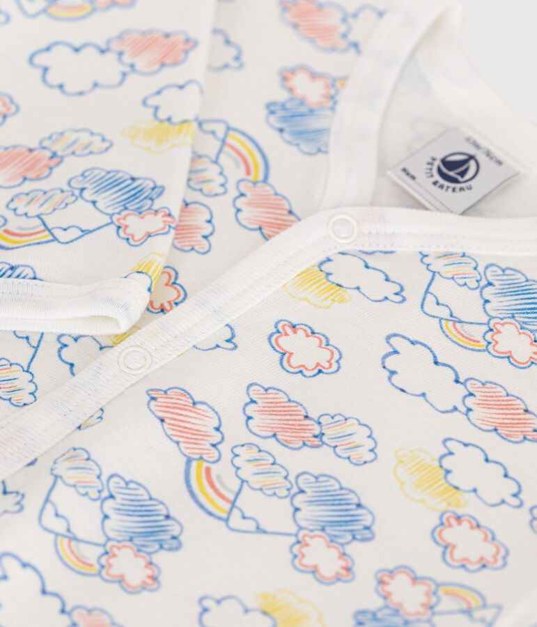 Pyjama sans pieds en coton b&eacute;b&eacute; blanc MARSHMALLOW/blanc MULTICO