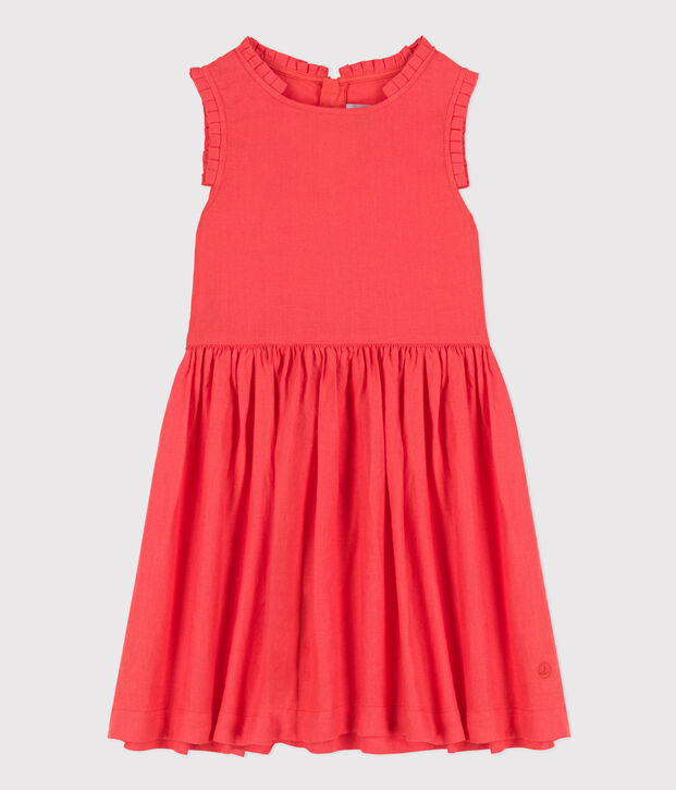 Robe sans manches en lin enfant fille orange