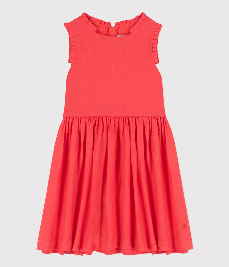 Robe sans manches en lin enfant fille orange