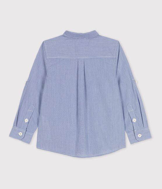 Chemise en popeline enfant garçon bleu BLEU/blanc BLANC