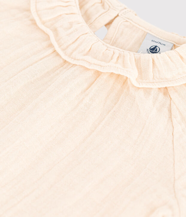 Blouse manches courtes b&eacute;b&eacute; en gaze de coton &eacute;cru