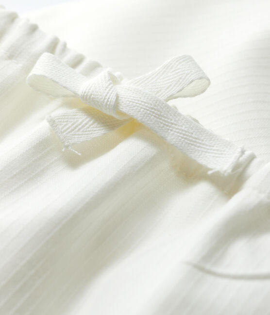 Pantalon blanc bébé en popeline de coton biologique blanc MARSHMALLOW