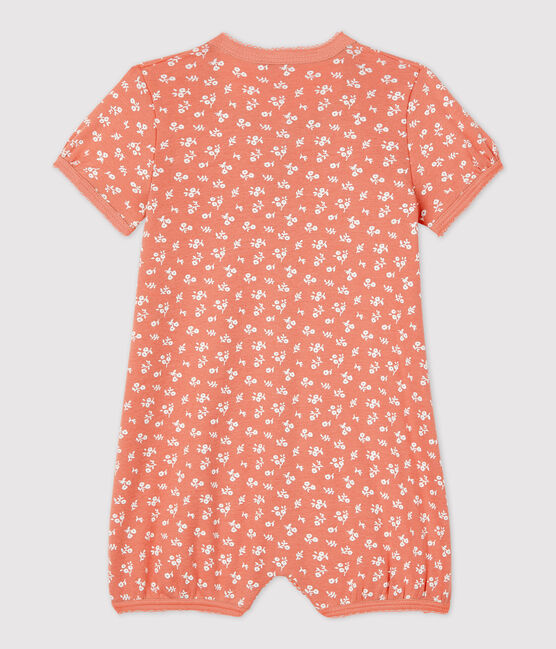 Combicourt fleuri bébé en coton biologique rose PAPAYE/ MARSHMALLOW