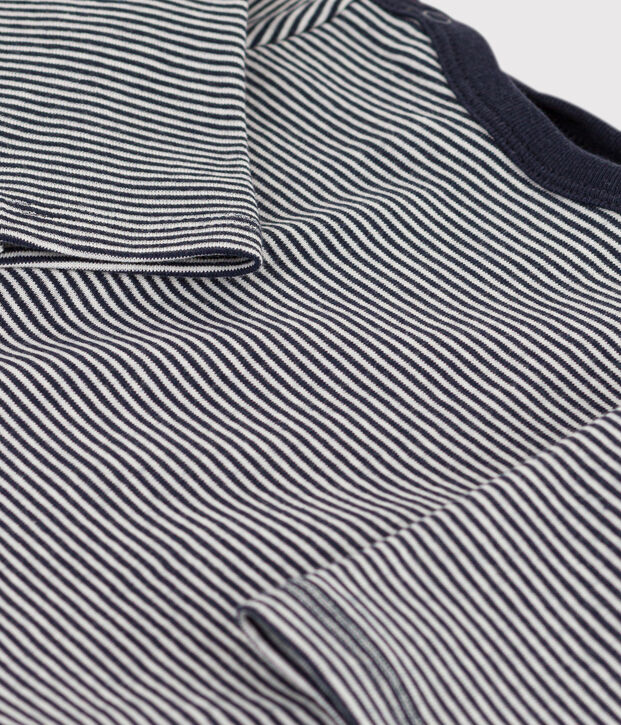 Body t-shirt b&eacute;b&eacute; en coton bleu/blanc