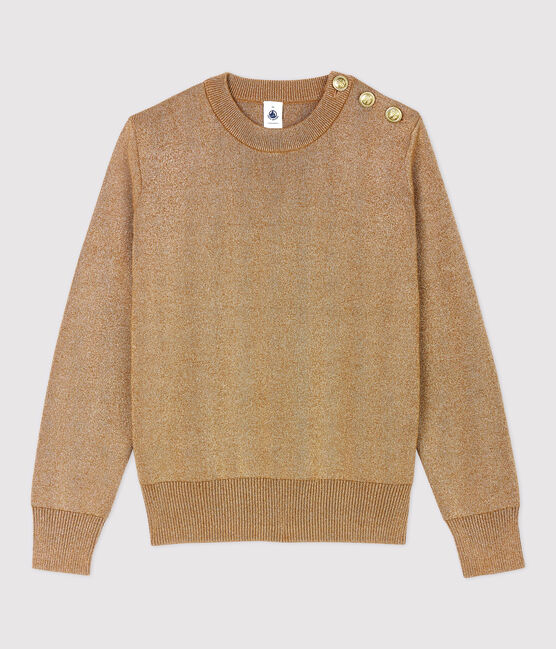 Pull marin en coton doré Femme marron BRINDILLE/jaune DORE