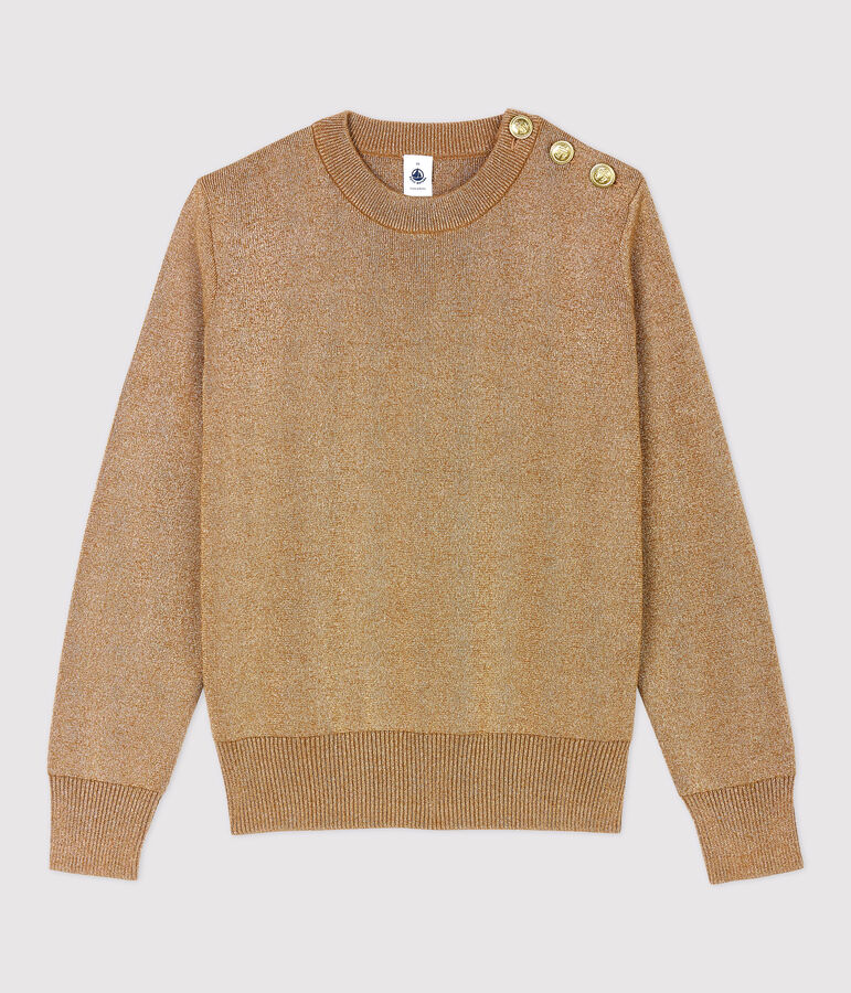 Pull marin en coton dor&eacute; Femme marron BRINDILLE/jaune DORE