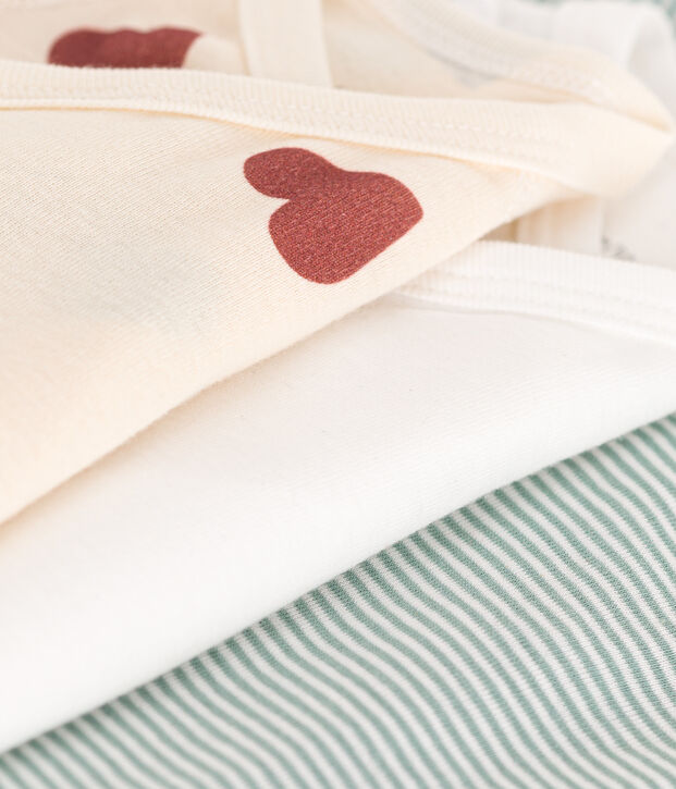 Lot de 3 bodies crois&eacute;s manches courts en coton b&eacute;b&eacute; multicouleur