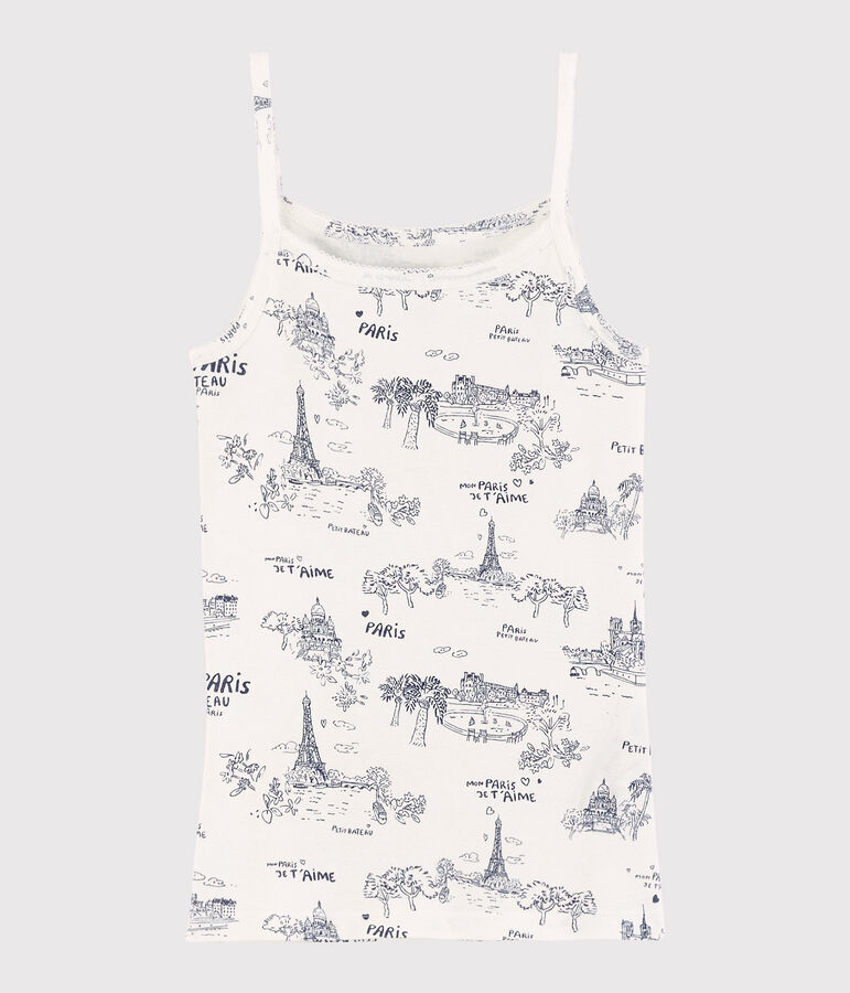 Chemise &agrave; bretelles en coton imprim&eacute; Femme blanc/bleu