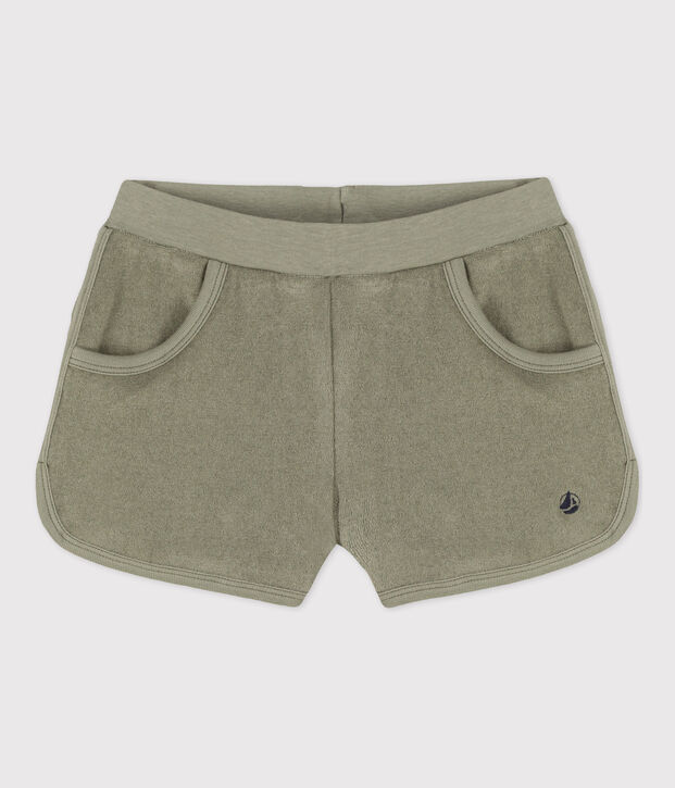 Short en bouclette &eacute;ponge enfant fille vert