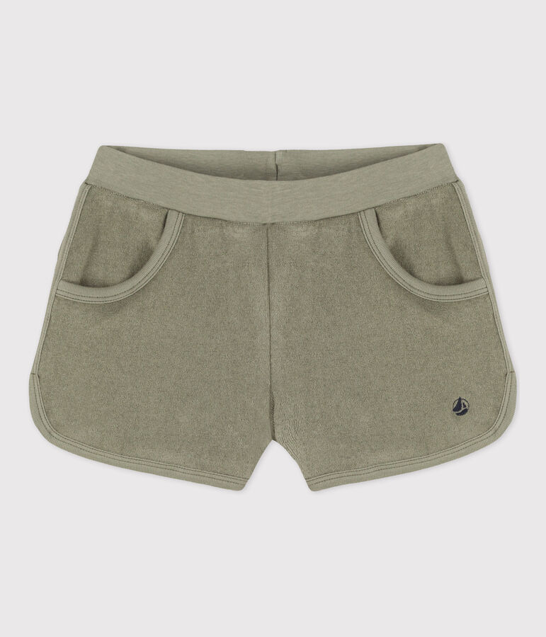 Short en bouclette &eacute;ponge enfant fille vert