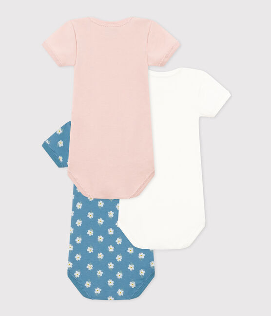 Lot de 3 bodies manches courtes fleurs bébé en coton variante 1