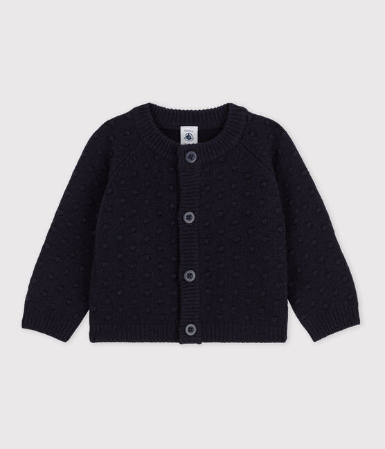 Cardigan bébé en tricot en laine bleu SMOKING