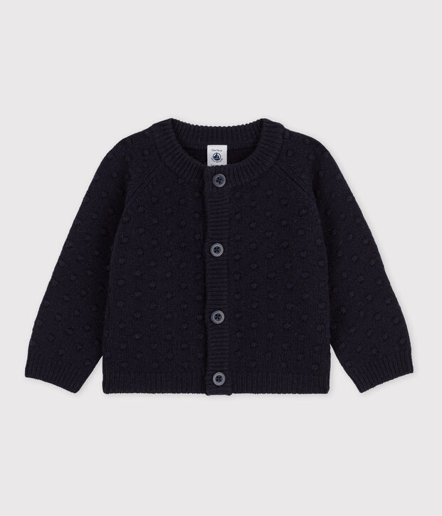 Cardigan b&eacute;b&eacute; en tricot en laine bleu
