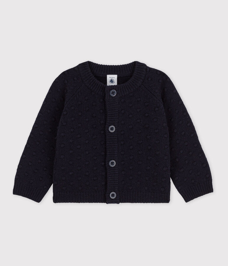Cardigan b&eacute;b&eacute; en tricot en laine bleu