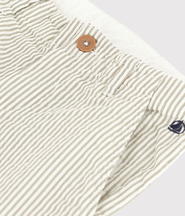 Bermuda en seersucker enfant gar&ccedil;on vert/blanc