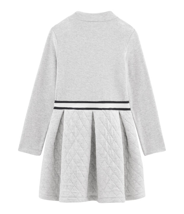 Robe col roul&eacute; enfant fille gris chin&eacute; clair