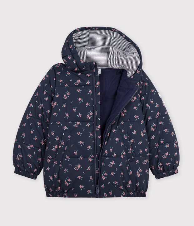 Doudoune enfant imprim&eacute;e c&oelig;urs bleu/multicouleur