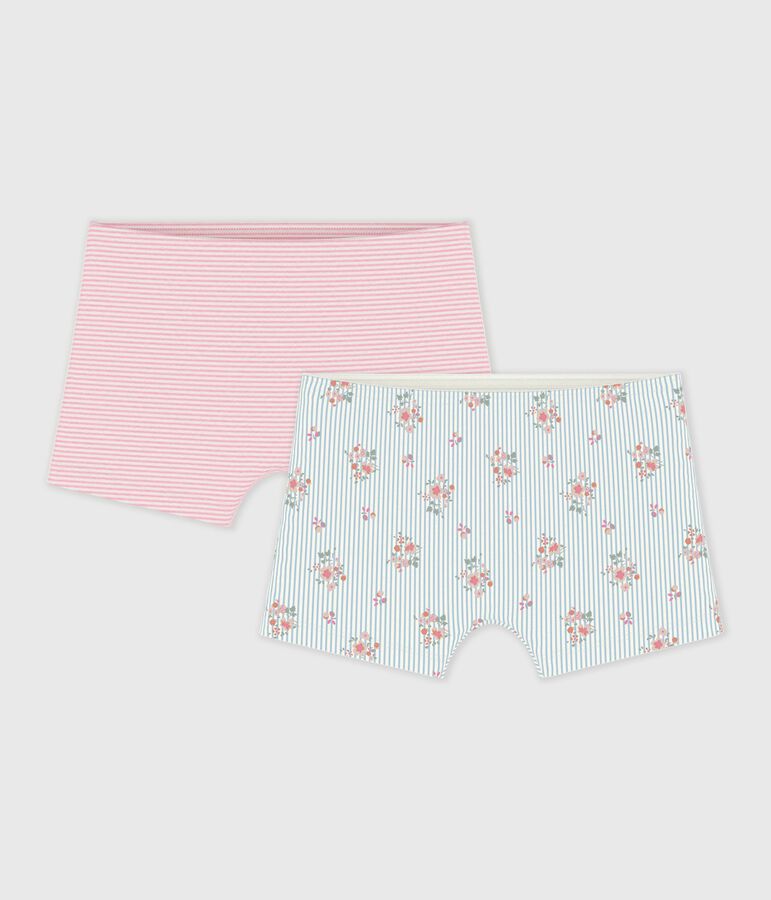 Lot de shorties enfant en coton long imprim&eacute; fleuri variante 1