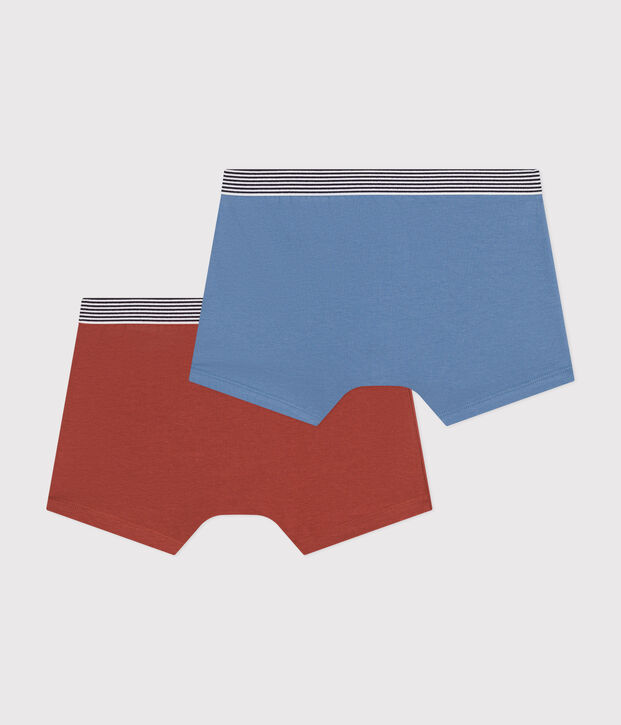 Lot de 2 boxers en coton et &eacute;lasthanne junior multicouleur