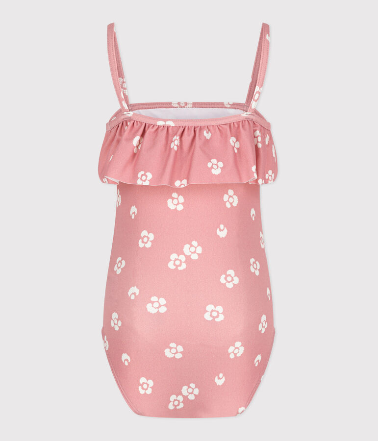 Maillot de bain une pi&egrave;ce enfant fleuri rose CHARME/blanc MARSHMALLOW