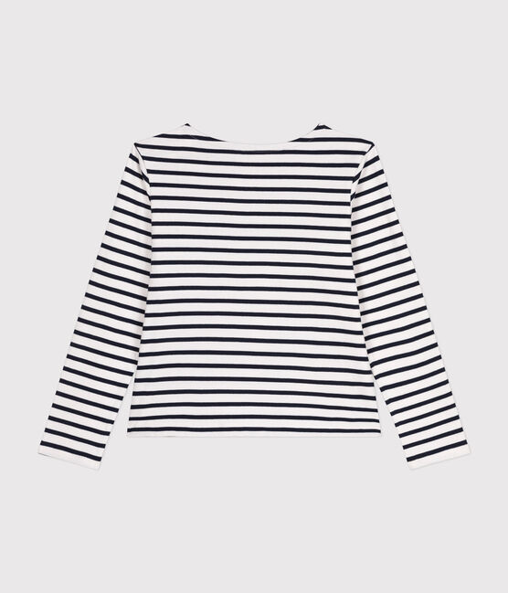 Marinière boutonnée en coton Femme blanc MARSHMALLOW/bleu SMOKING