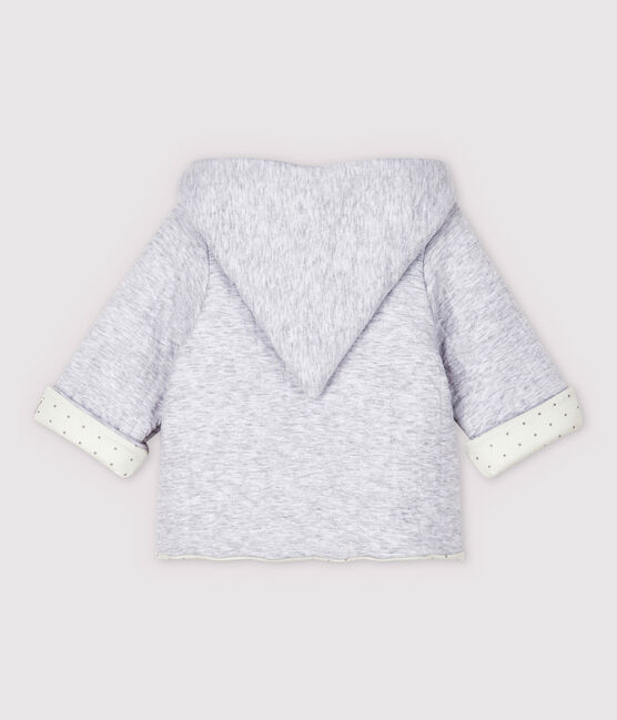 Veste à capuche grise bébé en tubique matelassé en coton biologique gris POUSSIERE CHINE