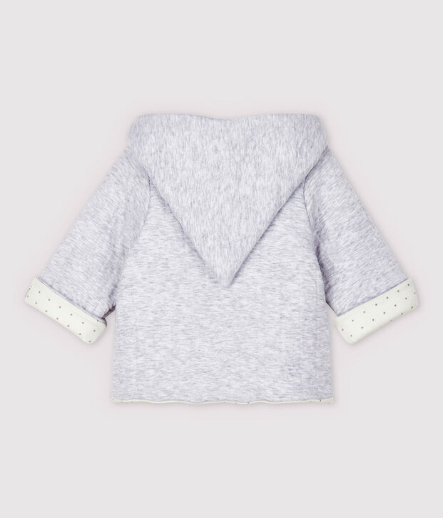 Veste &agrave; capuche grise b&eacute;b&eacute; en tubique matelass&eacute; en coton biologique gris
