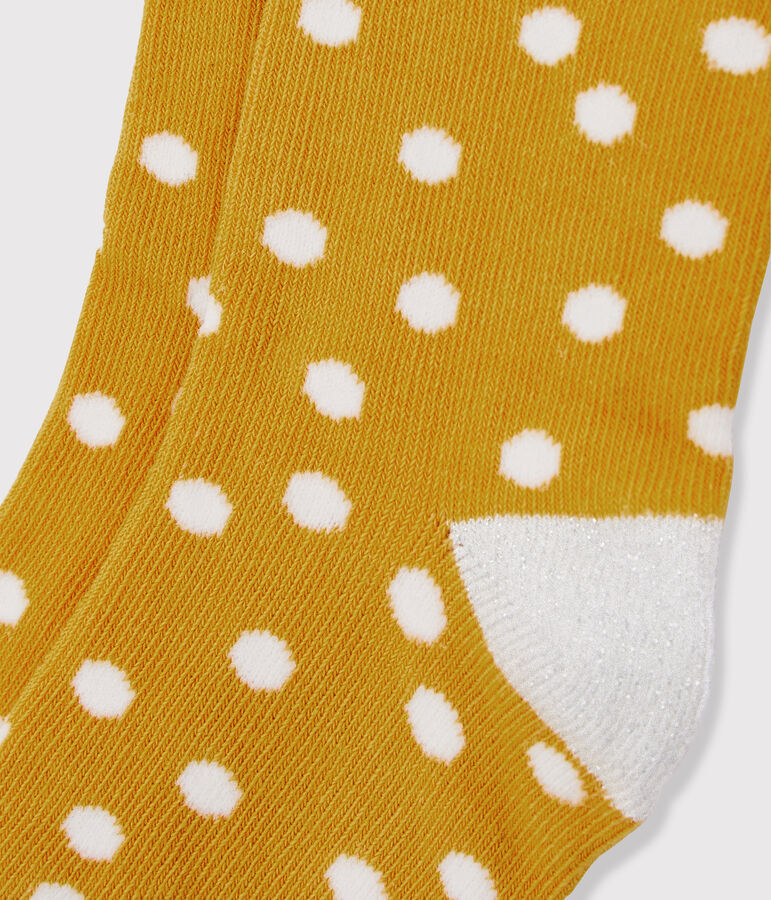 Chaussettes enfant fille jaune/blanc