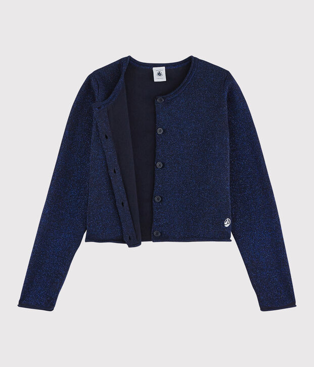 Cardigan en coton enfant fille bleu