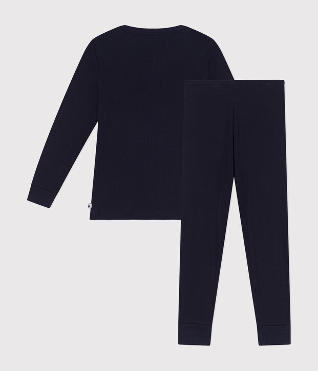 Pyjama uni en coton enfant bleu marine